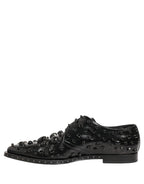 Dolce & Gabbana Black Leather Studded Men Formal Derby Shoes
