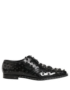 Dolce & Gabbana Black Leather Studded Men Formal Derby Shoes