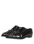 Dolce & Gabbana Black Leather Studded Men Formal Derby Shoes