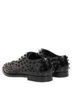 Dolce & Gabbana Black Leather Studded Men Formal Derby Shoes