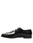 Dolce & Gabbana Black Leather Studded Formal Monk Strap Shoes