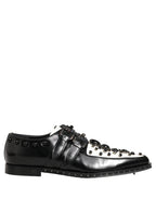 Dolce & Gabbana Black Leather Studded Formal Monk Strap Shoes