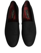 Dolce & Gabbana Black Woven Men Slip On Dress Loafers Shoes