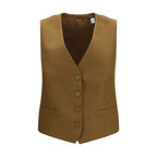 Burberry Brown Wool Oves Aries Sleeveless Jacket