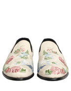 Dolce & Gabbana White Floral Embroidery Dress Loafers Shoes