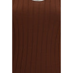 Brunello Cucinelli Bordeaux Wool Oves Aries Sleeveles T-Shirt