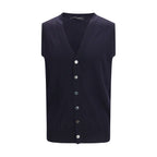 Aragona Cashmere Blue Wool Oves Aries Sleeveles Sweater