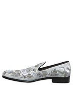 Dolce & Gabbana White Floral Embellished Men Loafers Shoes