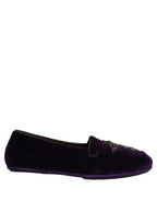 Dolce & Gabbana Violet Suede Embellished Dress Loafers Shoes