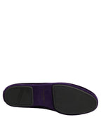 Dolce & Gabbana Violet Suede Embellished Dress Loafers Shoes