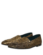 Dolce & Gabbana Gold Lurex Glitter Men Slip On Loafers Shoes
