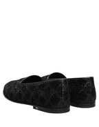 Dolce & Gabbana Black Glitter Brocade Men Dress Loafers Shoes