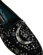 Dolce & Gabbana Black Crystal Embellished Dress Loafers Shoes