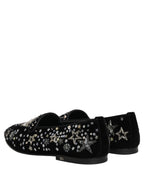 Dolce & Gabbana Black Crystal Embellished Dress Loafers Shoes