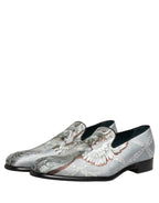 Dolce & Gabbana Gray Baroque Angel Velvet Men Loafers Shoes