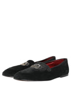 Dolce & Gabbana Black Crown Embellished Dress Loafers Shoes
