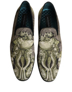 Dolce & Gabbana Brown Baroque Print Slip On Men Loafers Shoes