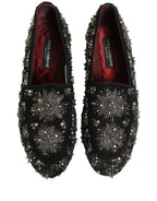 Dolce & Gabbana Black Crystal Embellished Dress Loafers Shoes