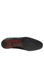 Dolce & Gabbana Green Suede Formal Slip On Men Loafers Shoes