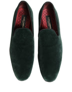 Dolce & Gabbana Green Suede Formal Slip On Men Loafers Shoes