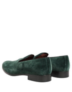 Dolce & Gabbana Green Suede Formal Slip On Men Loafers Shoes