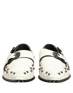 Dolce & Gabbana White Studded Formal Dress Monk Strap Shoes