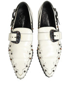 Dolce & Gabbana White Studded Formal Dress Monk Strap Shoes