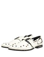 Dolce & Gabbana White Studded Formal Dress Monk Strap Shoes