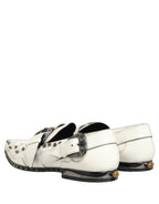 Dolce & Gabbana White Studded Formal Dress Monk Strap Shoes