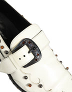 Dolce & Gabbana White Studded Formal Dress Monk Strap Shoes