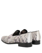 Dolce & Gabbana White Sequined Formal Slip On Loafers Shoes