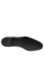 Dolce & Gabbana White Sequined Formal Slip On Loafers Shoes