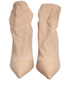 Dolce & Gabbana Beige Stretch Socks Heels Ankle Boots Shoes