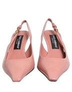 Dolce & Gabbana Pink Leather Mid Heels Slingbacks Shoes
