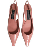 Dolce & Gabbana Pink Leather Mid Heels Slingbacks Shoes