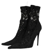 Dolce & Gabbana Black Socks Taormina Lace Pumps Boots Shoes