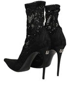 Dolce & Gabbana Black Socks Taormina Lace Pumps Boots Shoes