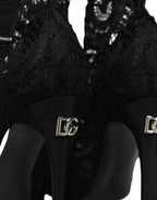 Dolce & Gabbana Black Socks Taormina Lace Pumps Boots Shoes