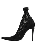 Dolce & Gabbana Black Socks Taormina Lace Pumps Boots Shoes
