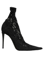 Dolce & Gabbana Black Socks Taormina Lace Pumps Boots Shoes