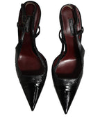 Dolce & Gabbana Black Exotic Patent Leather Slingback Pumps Shoes