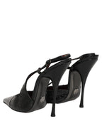 Dolce & Gabbana Black Exotic Patent Leather Slingback Pumps Shoes