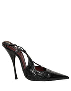 Dolce & Gabbana Black Exotic Patent Leather Slingback Pumps Shoes