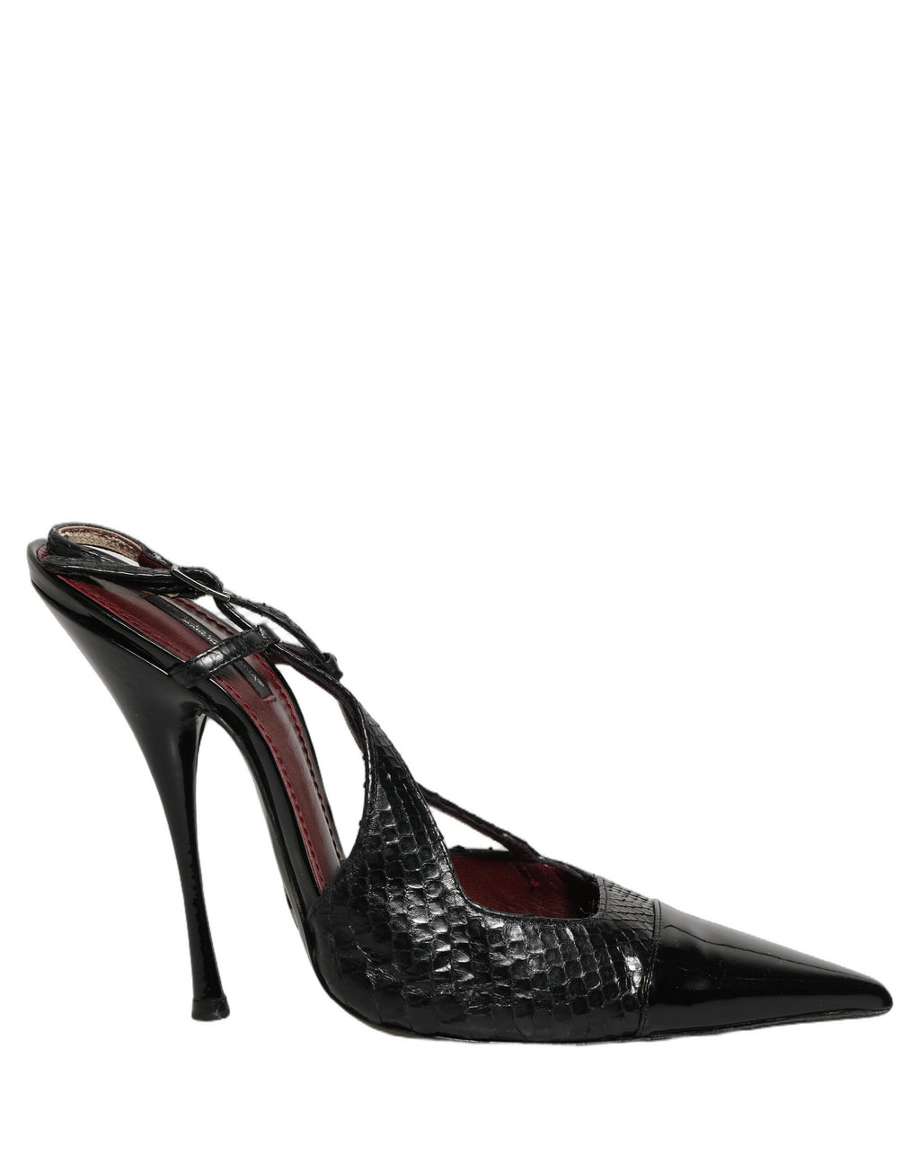 Dolce & Gabbana Black Exotic Patent Leather Slingback Pumps Shoes