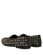 Dolce & Gabbana Silver Leather Logo Slip On Loafers Shoes