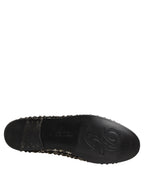 Dolce & Gabbana Silver Leather Logo Slip On Loafers Shoes