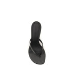 Amina Muaddi Black Lamb Ovis Aries Aries Flat Sandals