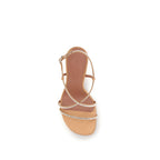 Amina Muaddi Beige Calf Leather Bos Taurus Stiletto Heel Sandals