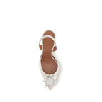 Amina Muaddi White Calf Leather Bos Taurus High Heel Pumps