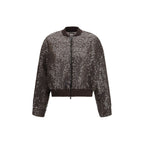 Brunello Cucinelli Brown Silk Bomber